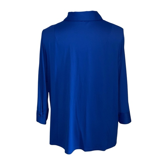 FOXCROFT Sophia Johnny Collar Jersey Shirt Plus 1X Royal Blue - Picture 13 of 14